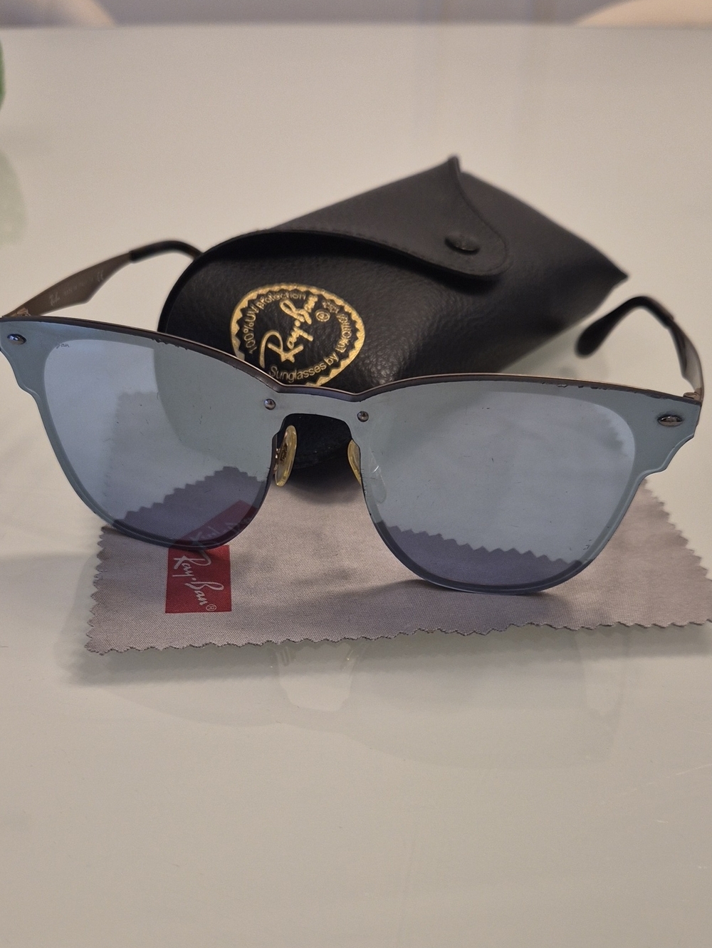 Ray-Ban Womenโs Blue Lens BLAZE CLUBMASTER Sunglasses